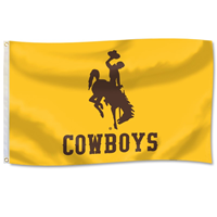 University Blanket and Flag® Bucking Horse over Cowboys Horizontal Flag