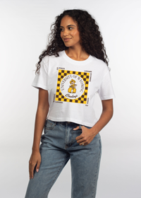 Chicka-D® Mineral Wash Checkerboard Pistol Pete Cropped Tee