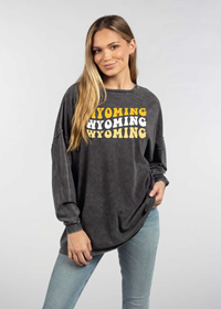 Chicka-D® Bubble Font Wyoming Repeat Mineral Wash Tee