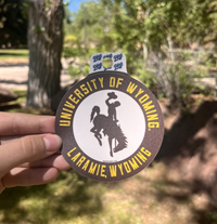 Blue 84® Circle University of Wyoming Bucking Horse Center Laramie Wyoming Sticker
