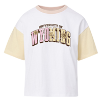 MV Sport® University of Wyoming Floral Boyfriend Cropped Tee